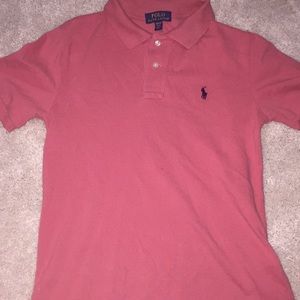 Navy Blue Pony Cotton Mesh Polo